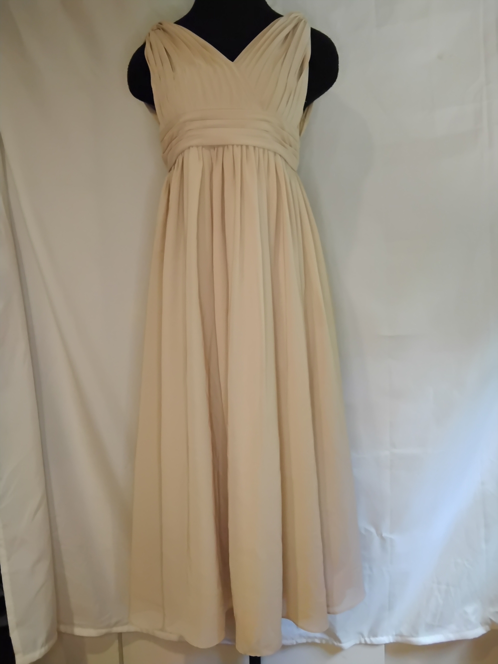 Ivory Maxi V-Neck Pleated Empire Waist Dress